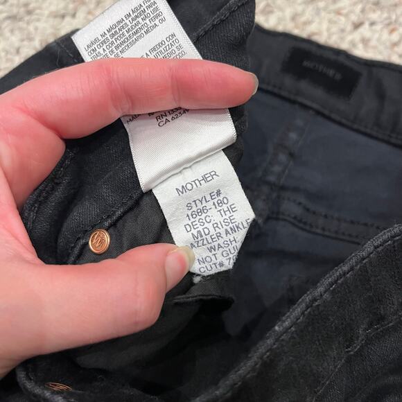 Mother The Mid Rise Dazzler Ankle Jeans Sz 25 Not Guilty Black Casual Grunge - Picture 5 of 9